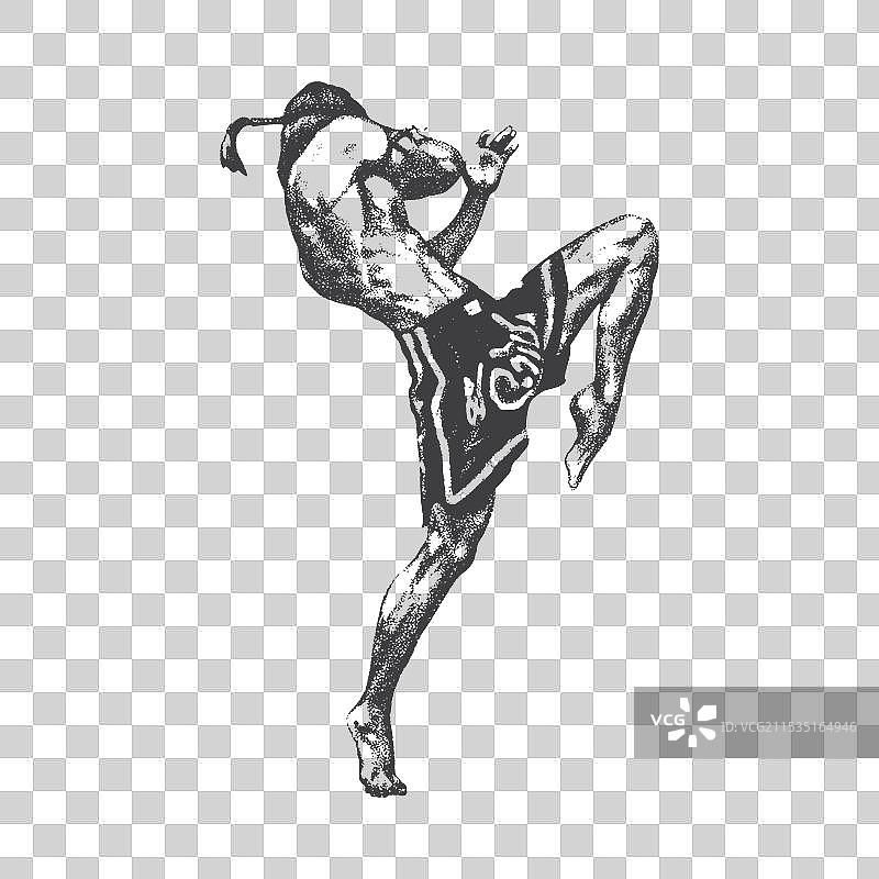 泰拳选手在空中施展强力攻击图片素材