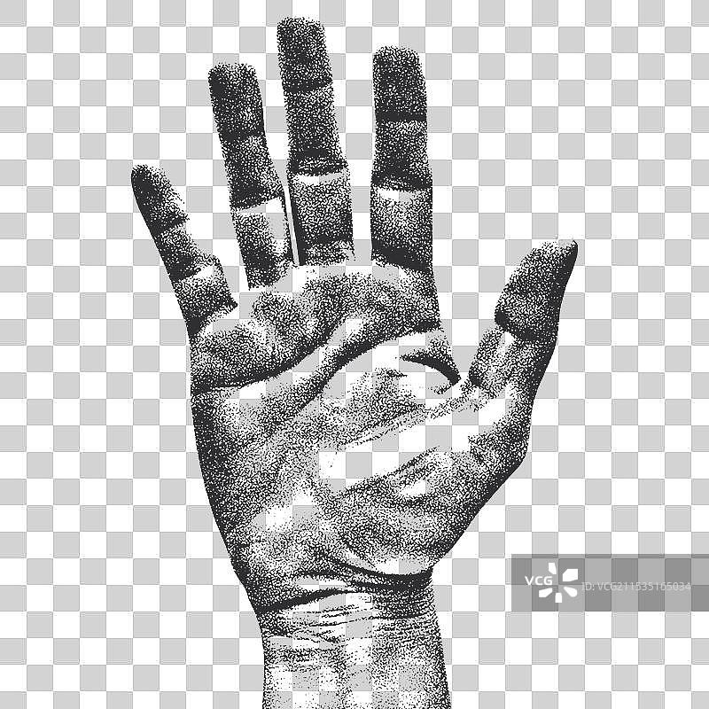 复古风格的人类手臂的颗粒感黑白图像图片素材