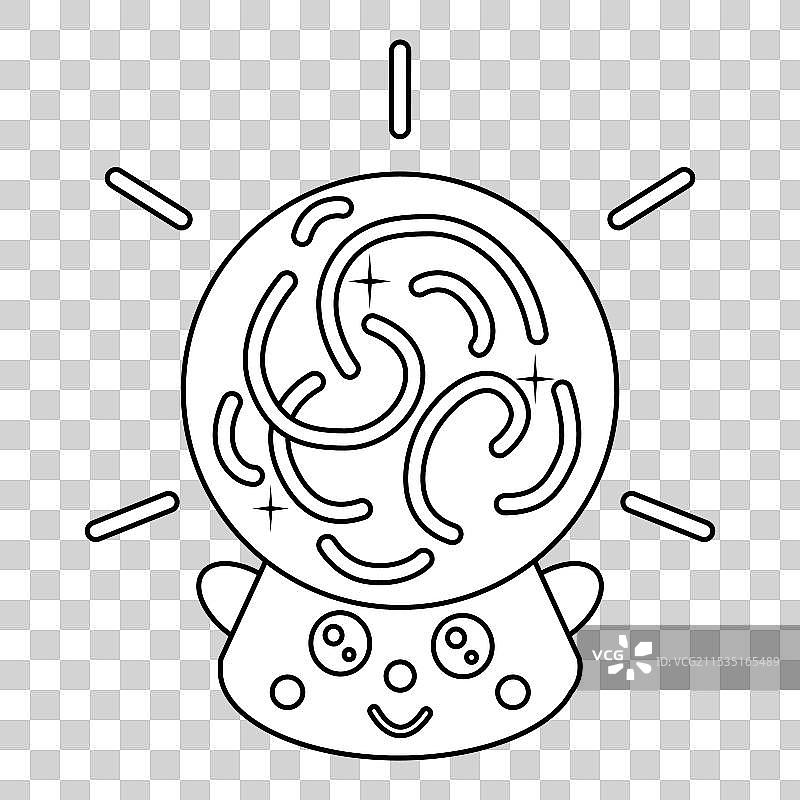 可爱的魔法水晶球涂鸦风格平面图图片素材