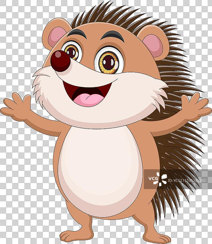 可爱的卡通刺猬在挥手图片素材