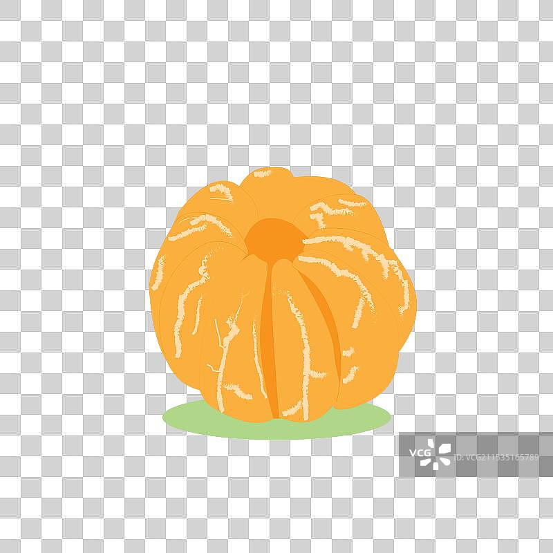 完整剥皮的橘子孤立在白色背景上图片素材