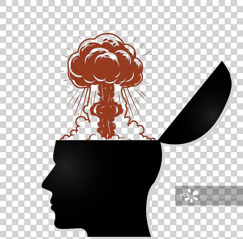 人头轮廓内的爆炸图片素材