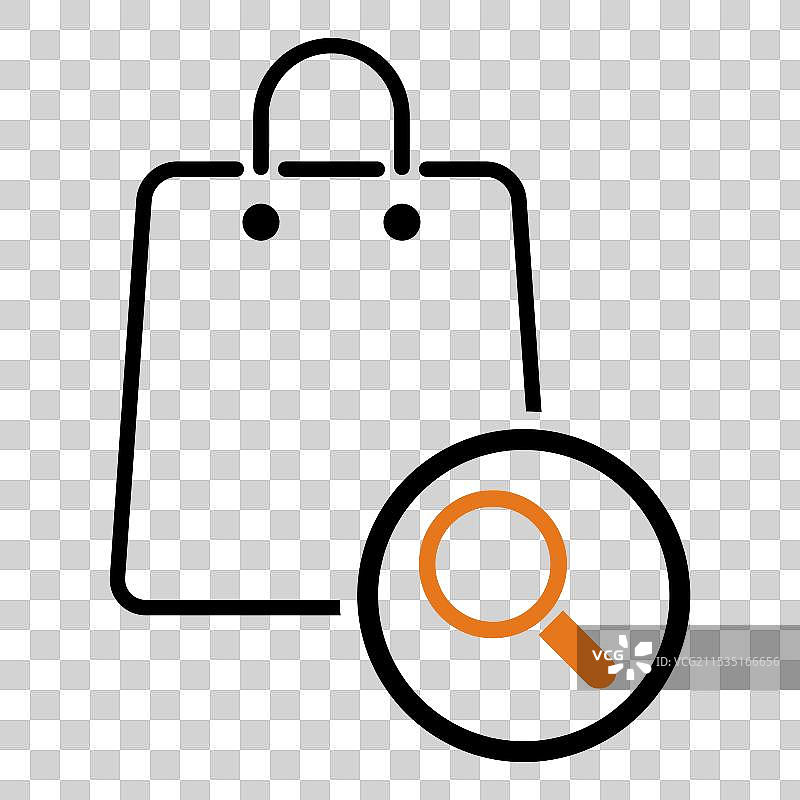 超市购物袋线条图标，纸质与塑料材质图片素材