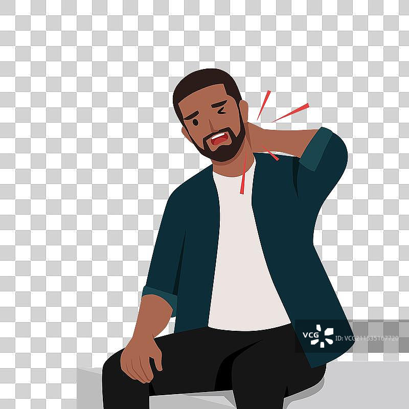 年轻的有胡子的男工人或商人正在触摸图片素材