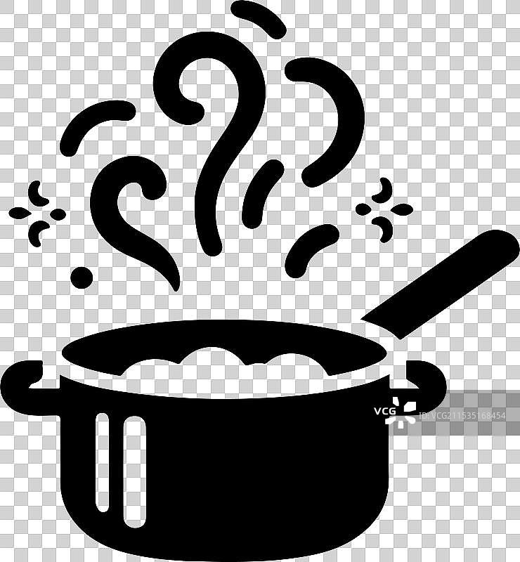带有白色的烹饪锅图标轮廓图片素材