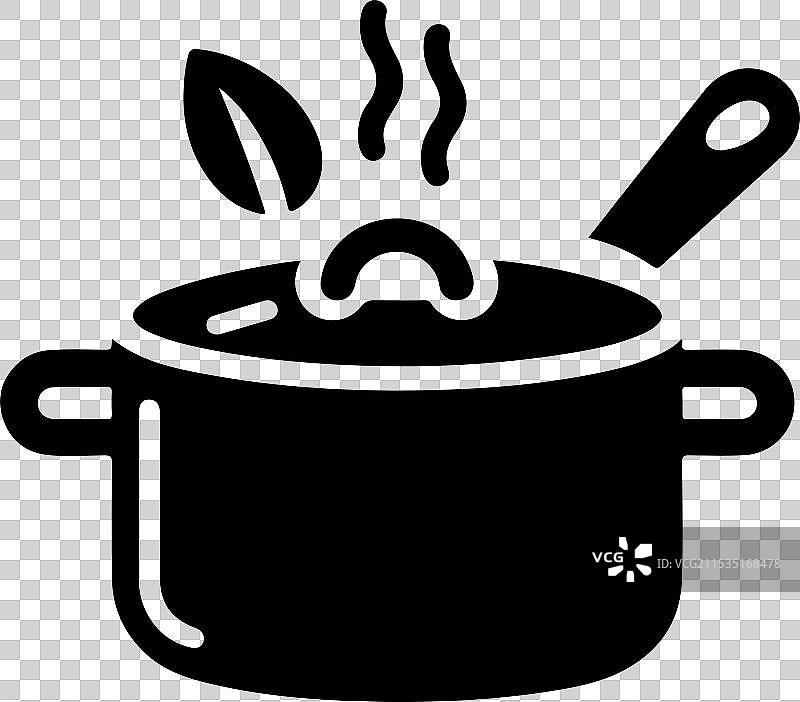 带有白色的烹饪锅图标轮廓图片素材
