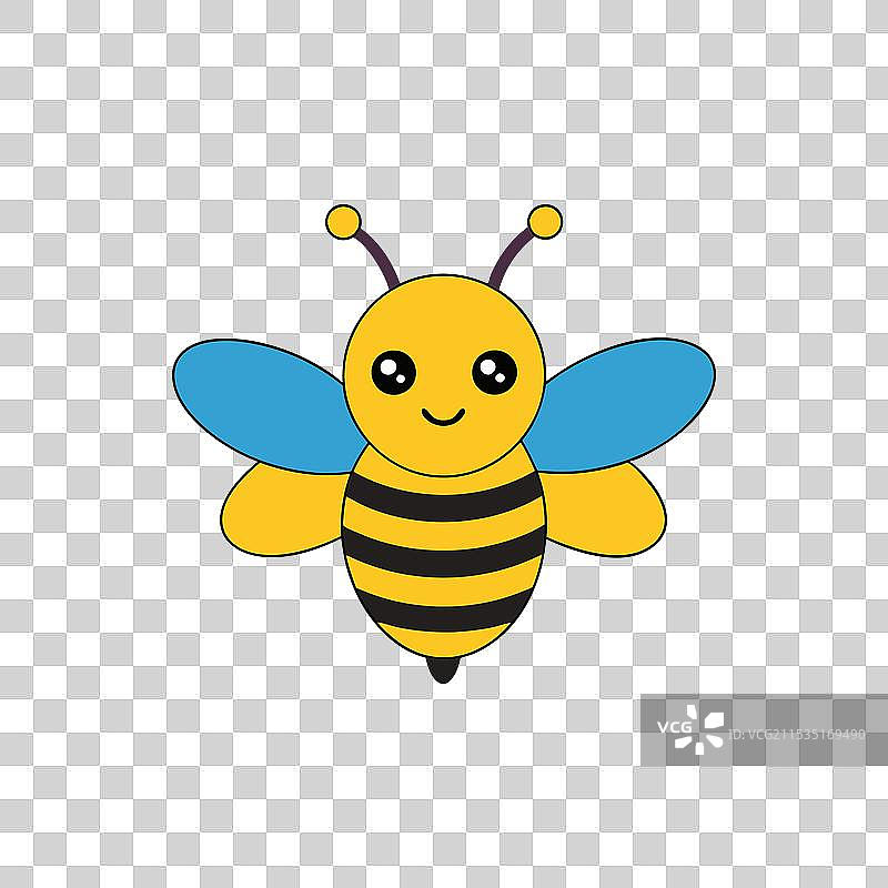 一只色彩斑斓的卡通风格可爱蜜蜂图片素材
