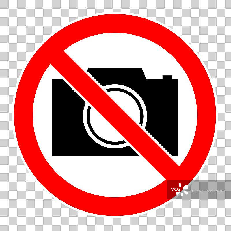 红白圆圈内的禁止摄影标志图片素材