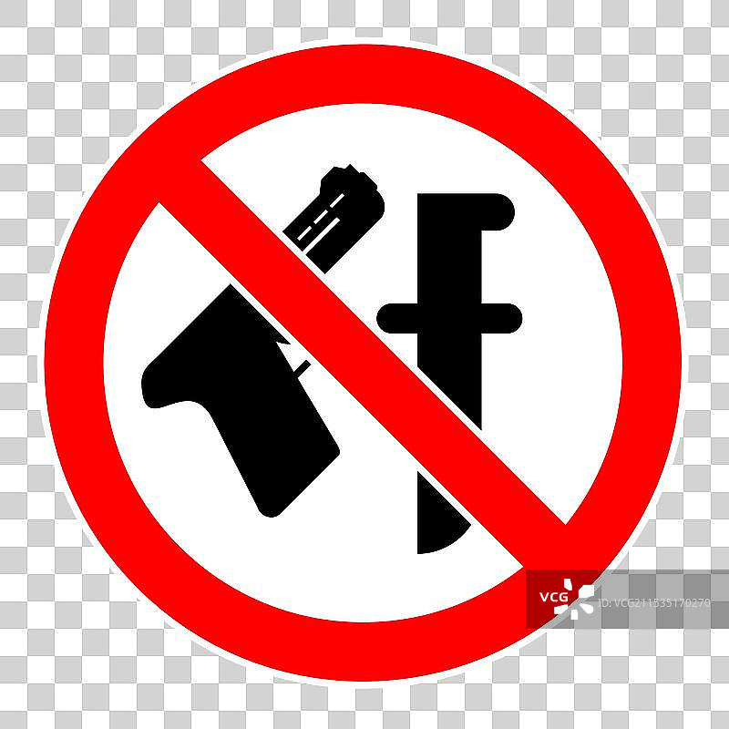 禁止携带武器和刀具的标志图片素材