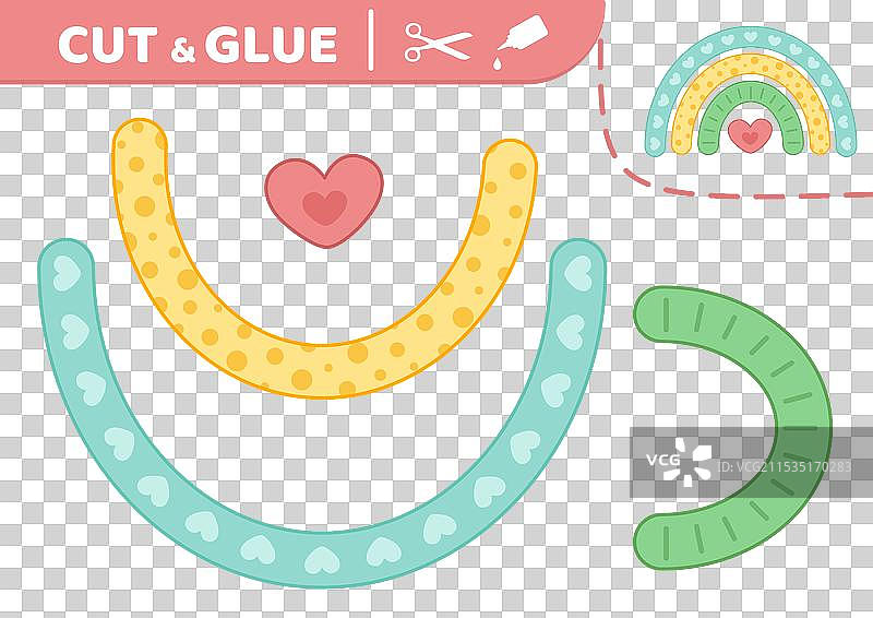 剪切和粘贴的彩虹卡通彩虹贴花图片素材