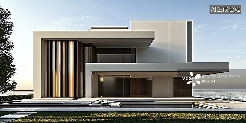 【AI数字艺术】现代简约风格建筑，汽车广告背景图图片素材