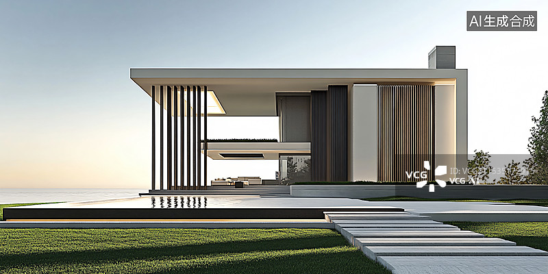 【AI数字艺术】现代简约风格建筑，汽车广告背景图图片素材