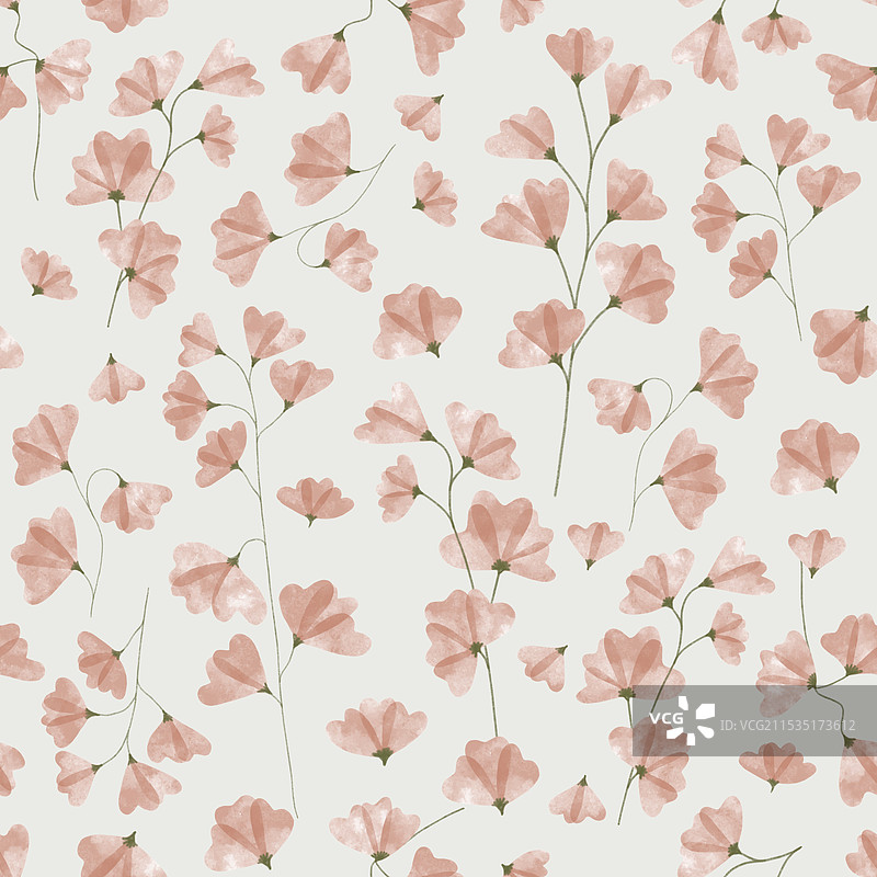 带有甜豌豆的花卉夏季无缝图案图片素材