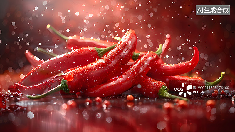 【AI数字艺术】食欲诱人的麻辣香辣辣椒图片素材