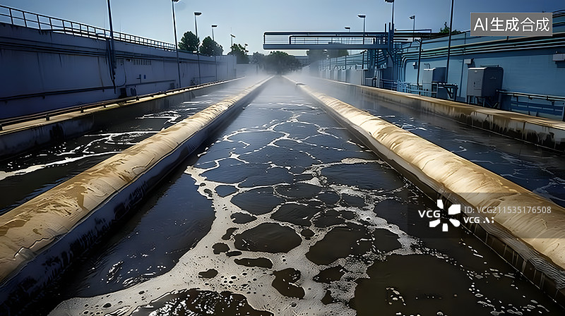 【AI数字艺术】污水处理工厂环保科技水资源图片素材