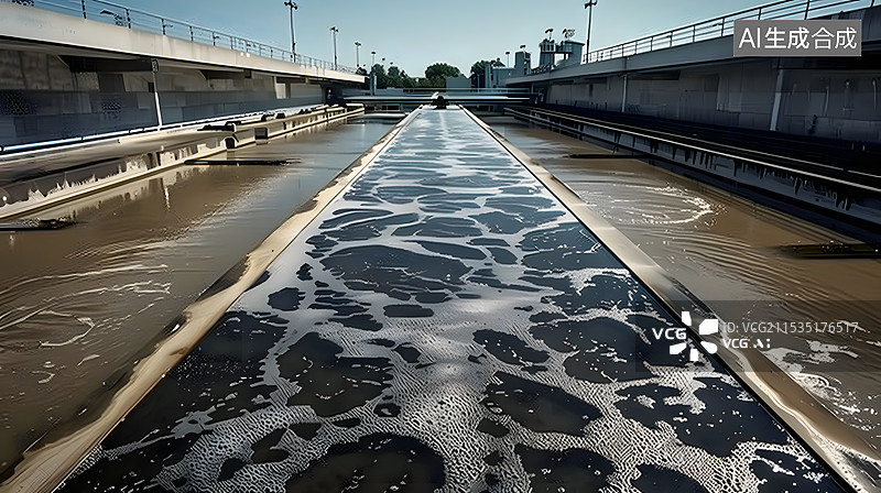 【AI数字艺术】污水处理工厂环保科技水资源图片素材