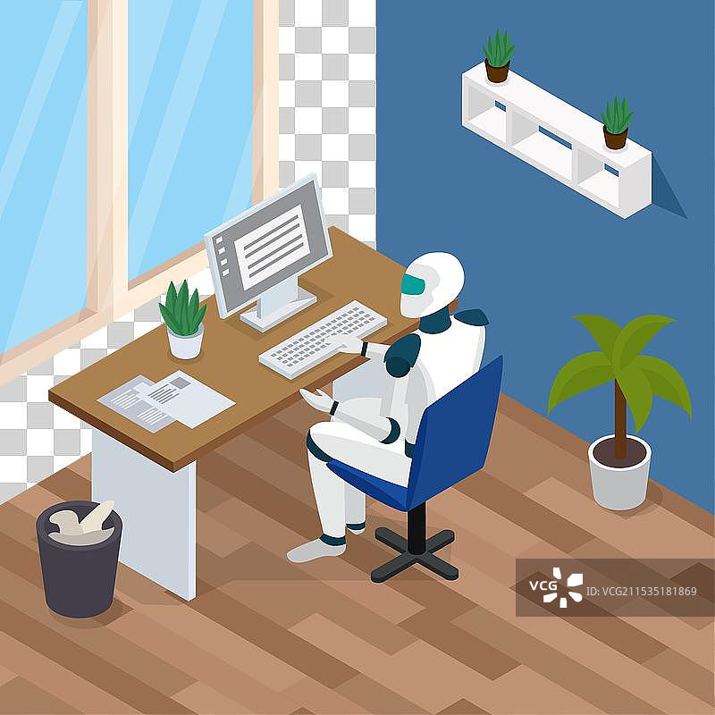 创意机器人等距构图图片素材