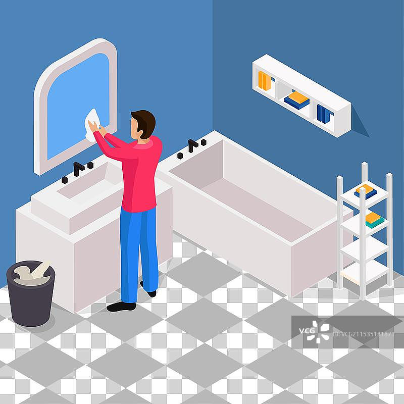 春季清洁等距背景图片素材