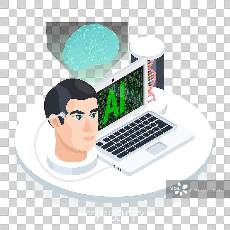 大脑数字化等距概念图片素材
