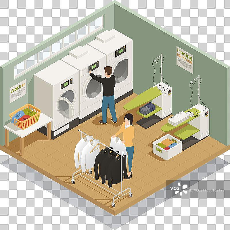 洗衣设备等距构图图片素材