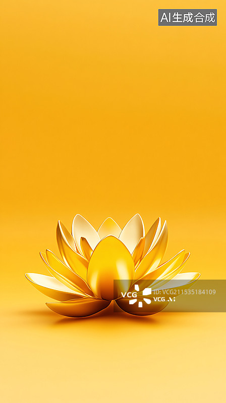 【AI数字艺术】金莲花闪闪发光的三维渲染场景图片素材