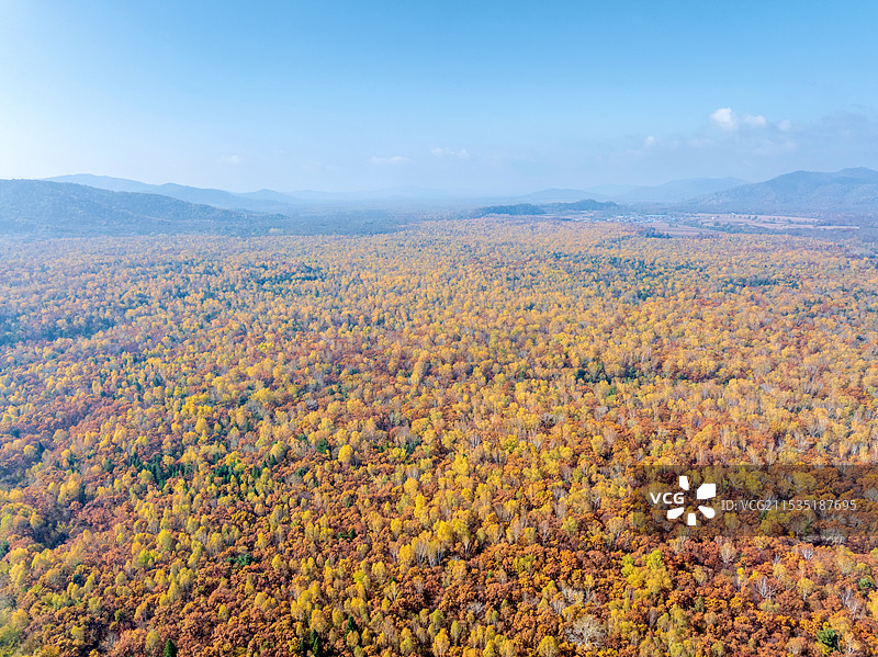 中国吉林通化辉南龙湾群大龙湾秋季森林航拍图片素材