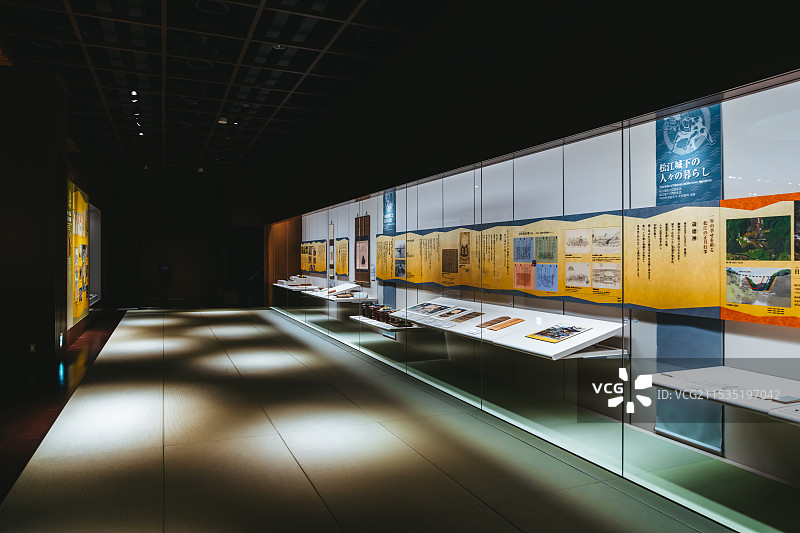 霓虹国，日本本州，中国地区，松江，松江歷史館，松江历史馆，松江博物馆，博物馆展厅，国宝展览，文物展示图片素材