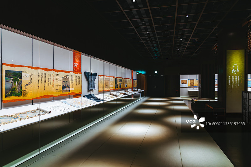 霓虹国，日本本州，中国地区，松江，松江歷史館，松江历史馆，松江博物馆，博物馆展厅，国宝展览，文物展示图片素材