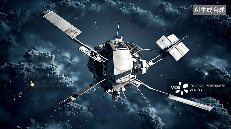 【AI数字艺术】科技感飞行器空中航拍视角图片素材