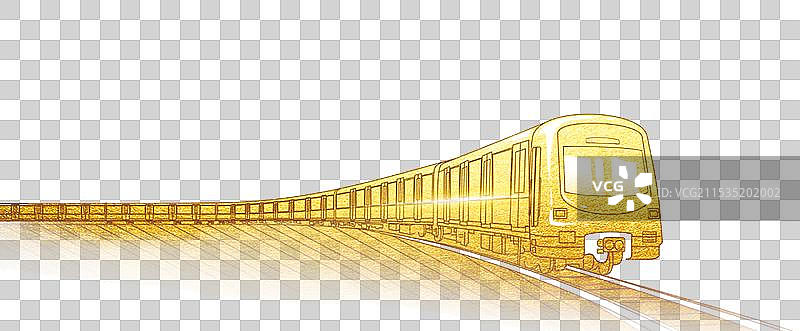 金色地铁卡通手绘元素图片素材