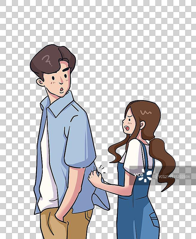 争执中的情侣卡通元素图片素材