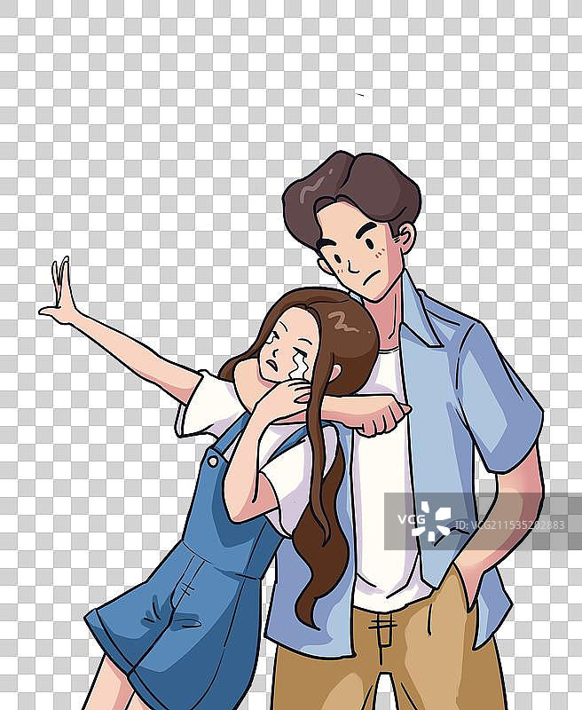 争执中的情侣卡通元素图片素材