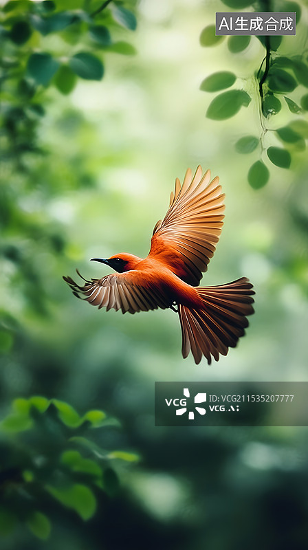【AI数字艺术】天空中飞翔的小鸟图片素材