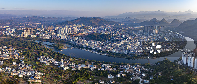 广西桂林市恭城县城全景风光图片素材