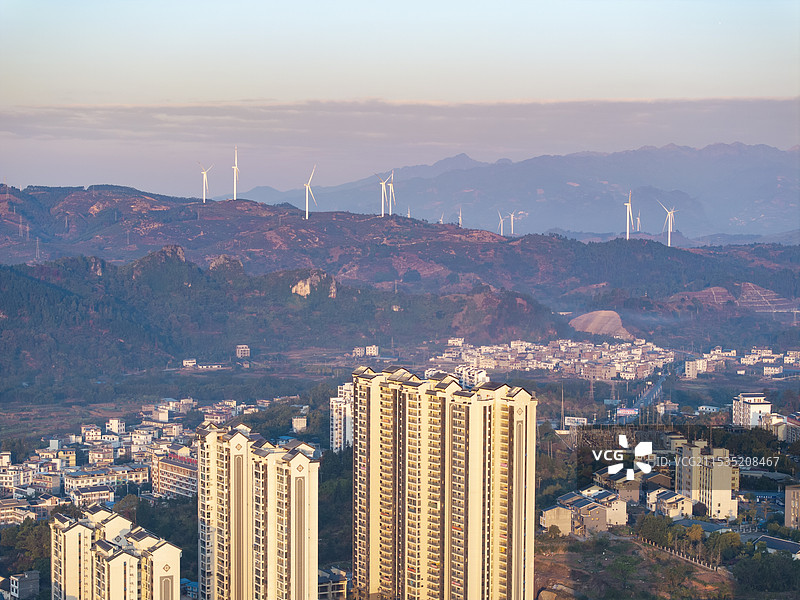 桂林市恭城瑶族自治县城早晨风光图片素材