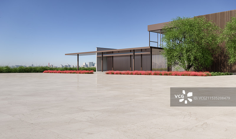 大理石地面_庭院_独栋别墅图片素材