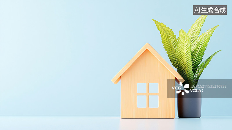 【AI数字艺术】卡通模型的房屋3D渲染插图图片素材
