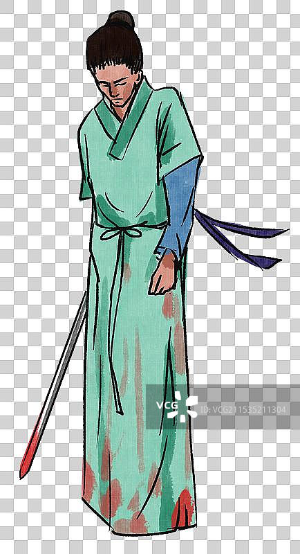 中国风新中式古风古典传统文化古装古人古代古时候武侠英雄青年人物元素素材卡通插画图片素材