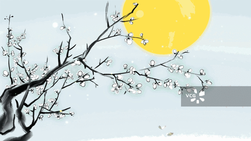 冬天梅花月亮图片素材