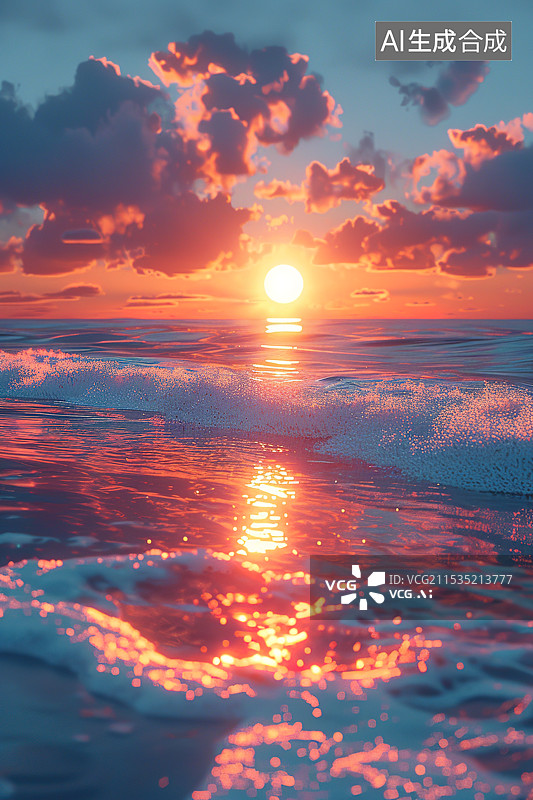【AI数字艺术】黄昏的海面图片素材