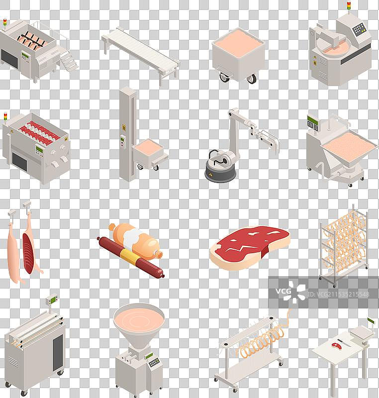 香肠工厂等距图标图片素材