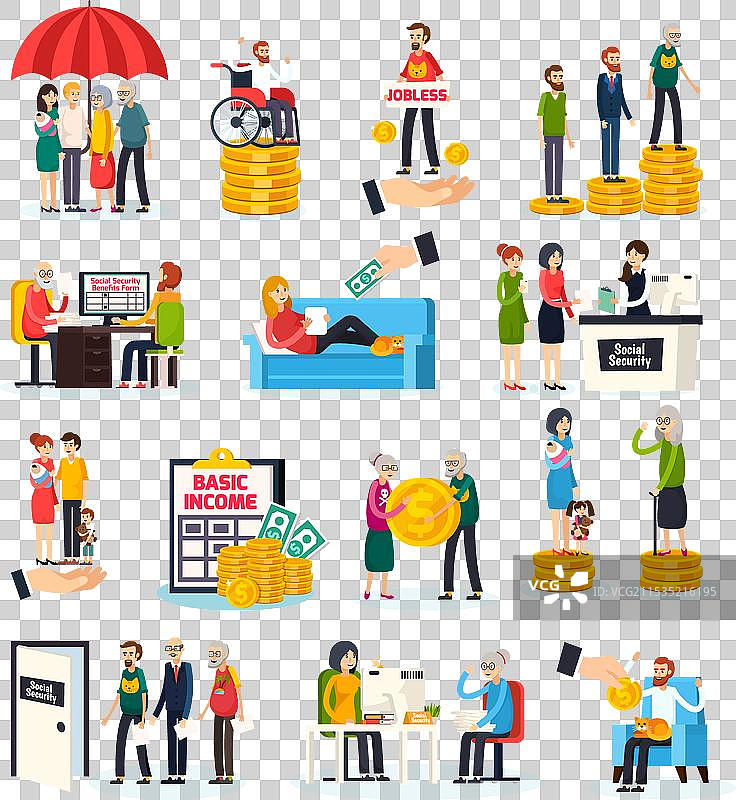 社会保障正交图标集图片素材