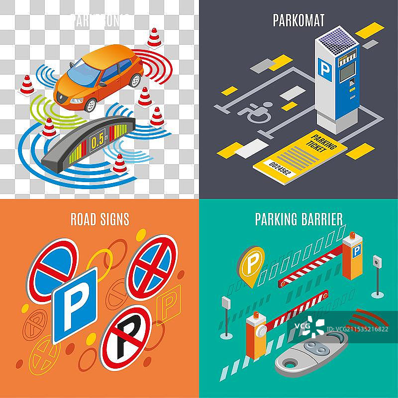 等距停车图标集图片素材