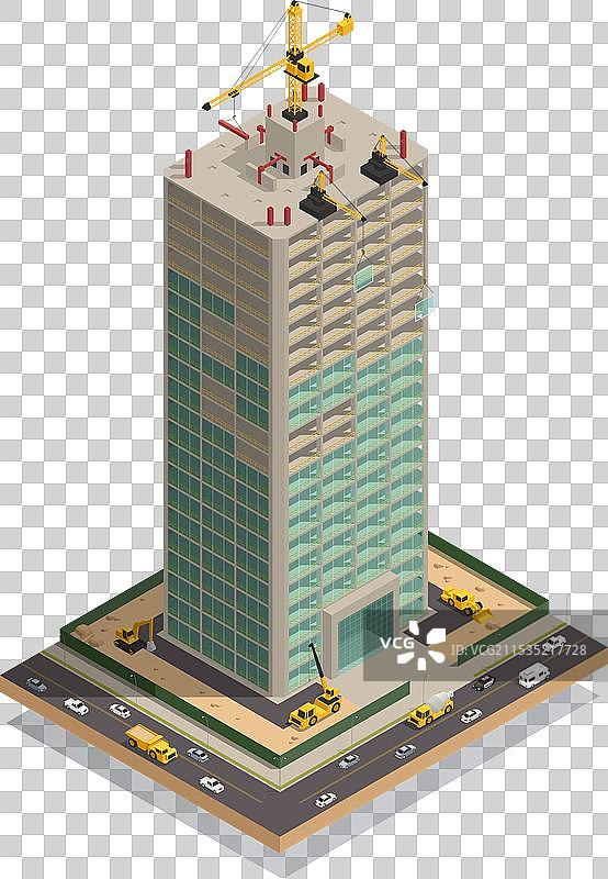 摩天大楼建设等距构图图片素材