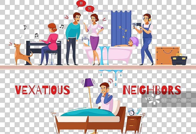 邻里关系的卡通构图图片素材