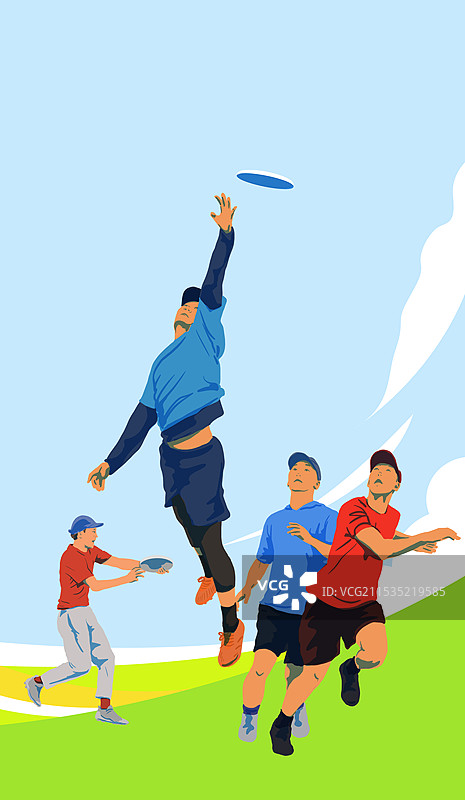 户外运动飞盘插画图片素材