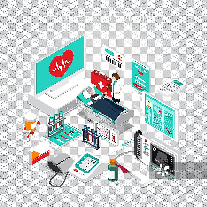 现代医学等距构图图片素材