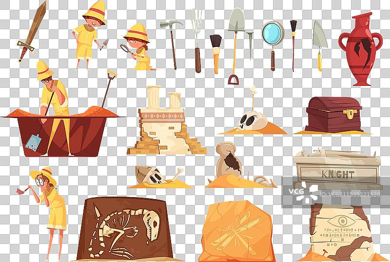 考古学图标集图片素材