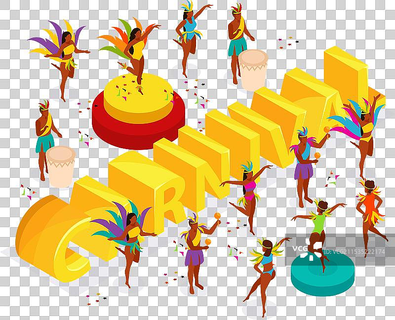 巴西狂欢节等距图图片素材