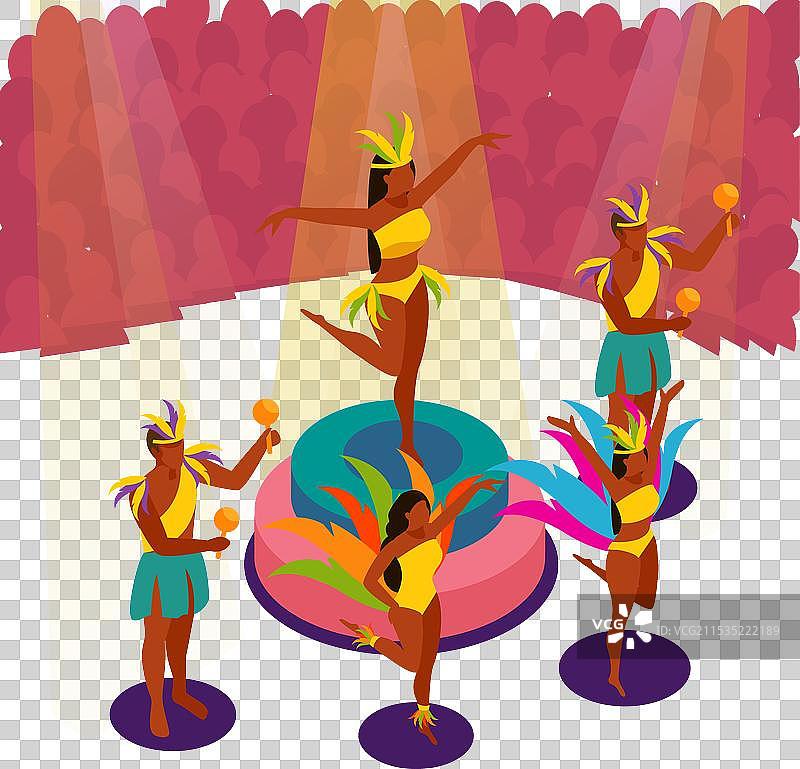 巴西狂欢节舞蹈等距图图片素材